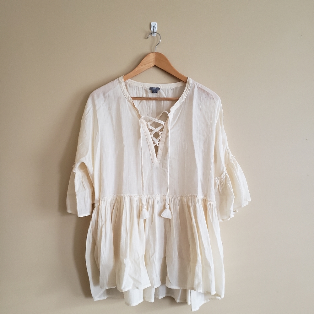 Aerie Flowy Lace-Up Blouse